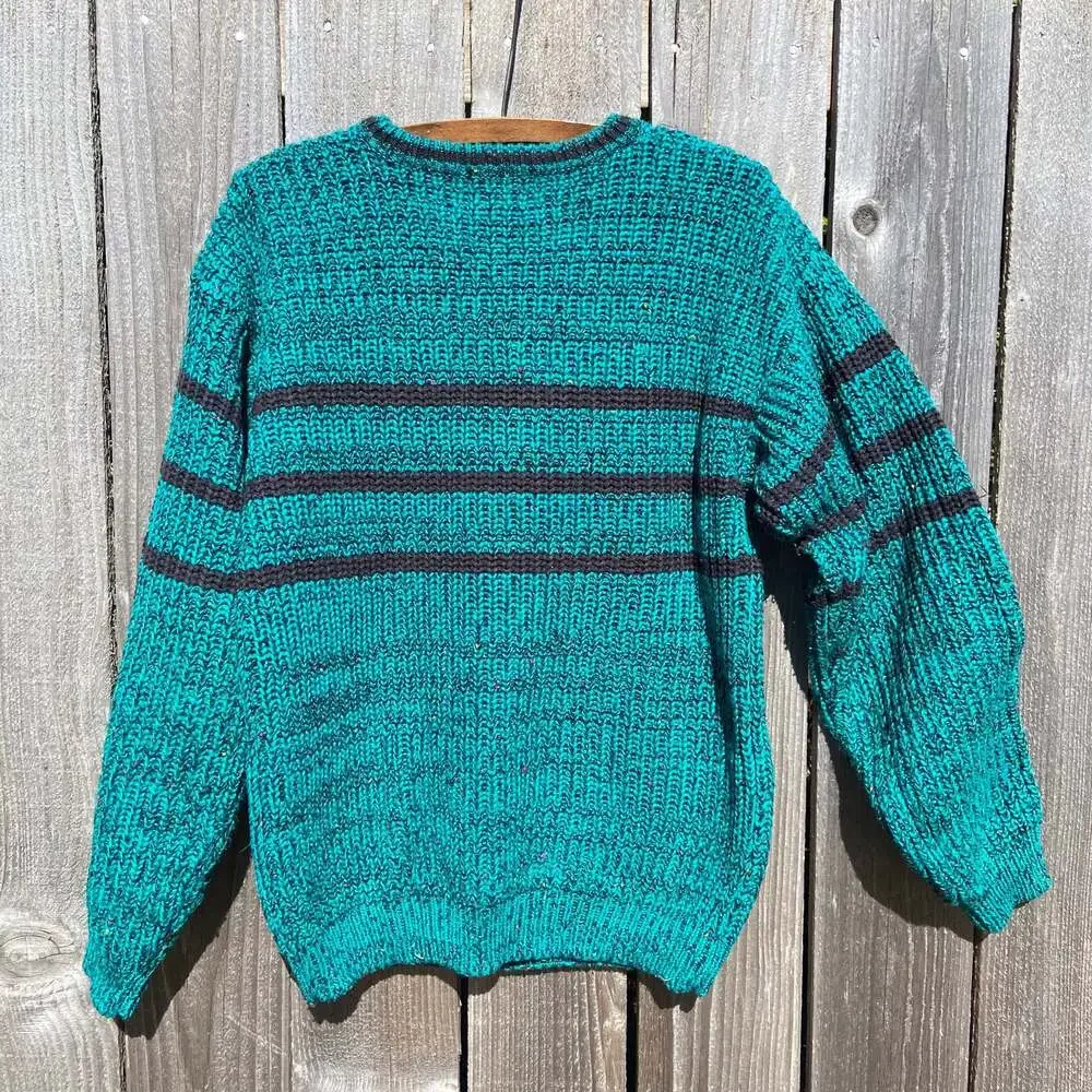 Vintage High Sierra Knit Green Striped Sweater
